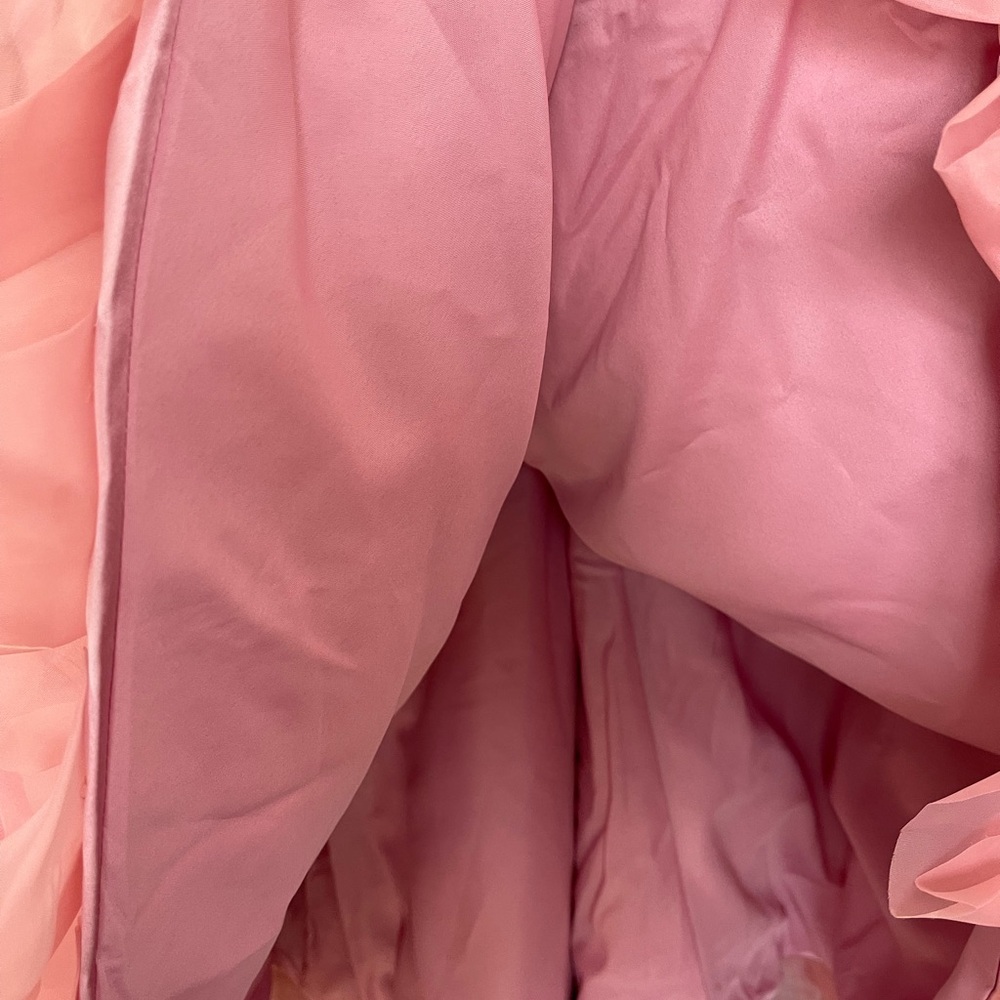 Elegant Pink Strapless Ruffle Dress - Picture 4 of 7